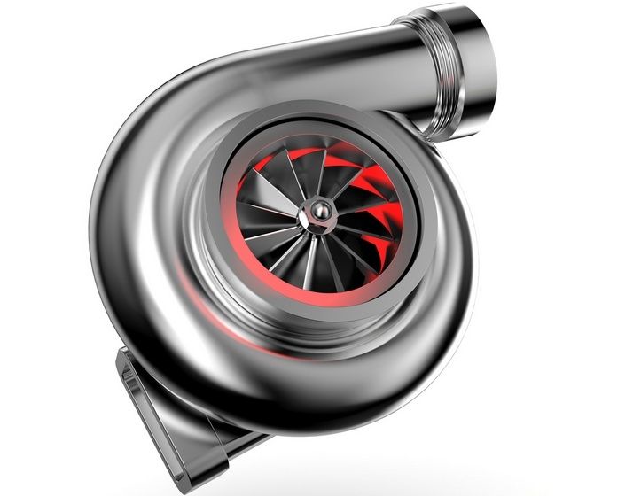 Turbocompresseur métallique avec roue de turbine à pales visibles